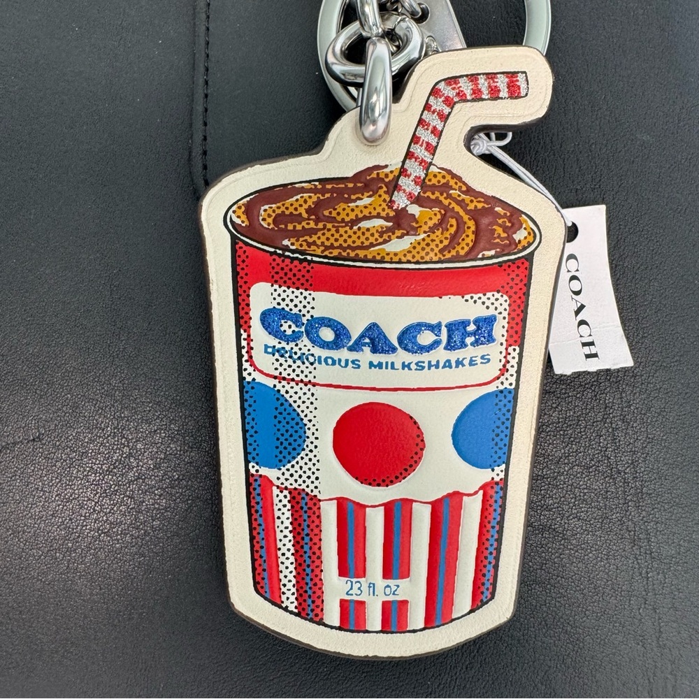 Coach Leather Sparkly Milkshake Bag Charm or Keychain, NWT
